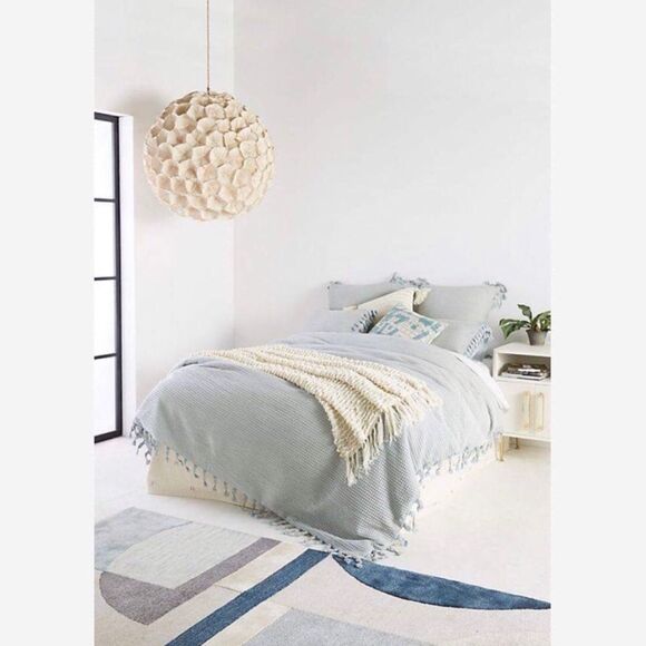 Anthropologie Arienne Textured Tassel Duvet Cover - Picture 1 of 8